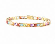 9CT GOLD MULTI STONE TENNIS BRACELET
