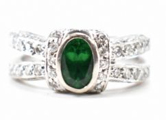 WHITE GOLD TOURMLINE & DIAMOND RING