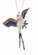 SILVER & CZ HUMMINGBIRD PENDANT NECKLACE