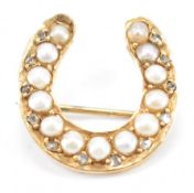 VICTORIAN GOLD DIAMOND & HALF PEARL BROOCH