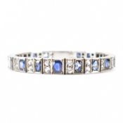 ART DECO SAPPHIRE & WHITE STONE PANEL BRACELET