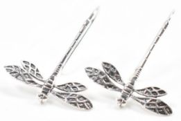 PAIR OF SILVER DRAGONFLY DROP EARRINGS