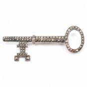 ART DECO SILVER & MARCASITE KEY BROOCH