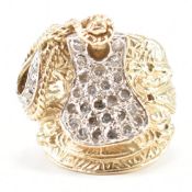 HALLMARKED 9CT GOLD & CZ SADDLE RING