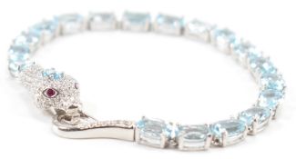 SILVER & AQUAMARINE SNAKE BRACELET