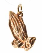 HALMARKED 9CT GOLD PRAYER HANDS PENDANT