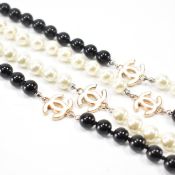 CHANEL SIMULATED PEARL & BLACK BEAD NECKLACE