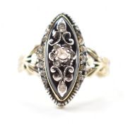 19TH CENTURY GOLD GARNET & DIAMOND MOURNING RING