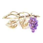 HALLMARKED 9CT GOLD & AMETHYST BROOCH