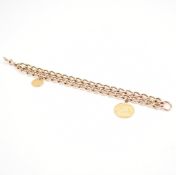 HALLMARKED 9CT BRACLET WITH 1914 HALF SOVEREIGN & 1 DOLLAR COIN