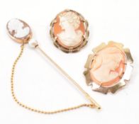 GROUP OF 9CT GOLD CAMEO BROOCHES