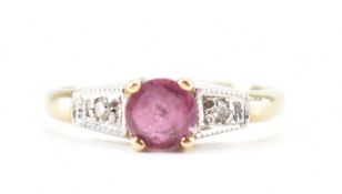 HALLMARKED 9CT GOLD RUBY & DIAMOND RING