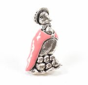 SILVER JEMIMA PUDDLE DUCK ENAMELLED BROOCH