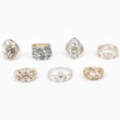 GROUP OF 925 SILVER PUNCHED DESIGN RINGS