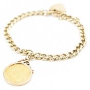 HALLMARKED 9CT GOLD HALF SOVEREIGN CHARM BRACELET