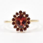 HALLMARKED 9CT GOLD & GARNET CLUSTER RING
