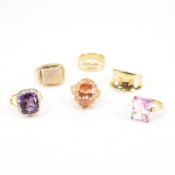 COLLECTION OF 925 SILVER GILT GOLD TONE RINGS