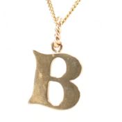 HALMARKED 9CT GOLD B INITIAL PENDANT