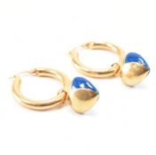 HALLMARKED 9CT GOLD & ENAMEL HOOP EARRINGS