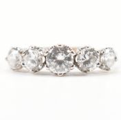 HALLMARKED 9CT GOLD & WHITE STONE RING