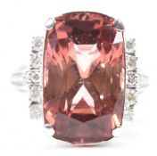18CT WHITE GOLD TOURMALINE & DIAMOND COCKTAIL RING
