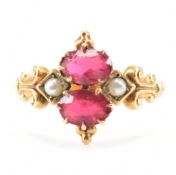 ANTIQUE VICTORIAN GOLD PASTE & SEEDPEARL RING