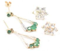 TWO PAIRS OF 9CT GOLD EARRINGS