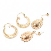 TWO PAIRS OF VINTAGE 9CT GOLD EARRINGS