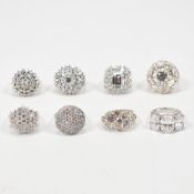 GROUP OF 925 SILVER & CUBIC ZIRCONIA CLUSTER RINGS