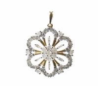 9CT GOLD & DIAMOND FLOWER PENDANT