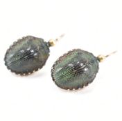 PAIR OF 1930S YELLOW METAL SCARAB BEETLE EARRINGS