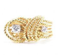 18CT GOLD & BRILLIANT CUT DIAMOND ROPE KNOT RING