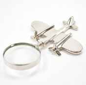 SILVER PLATED AEROPLANE MAGNIFYING GLASS