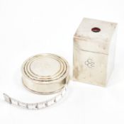VINTAGE ITALIAN SILVER CASED TAPE MEASURE & PENCIL SHARPENER