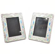 PAIR OF SILVER & ENAMEL FRONTED ART NOUVEAU STYLE FRAMES