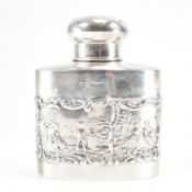 SILVER HALLMARKED EDWARDIAN REPOUSSE FLASK
