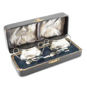 HALLMARKED SILVER SALTS SET & CASE