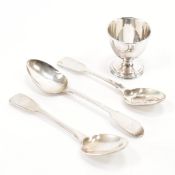 SILVER HALLMARKED TEASPOONS & EGG CUP