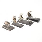 GROUP OF SILVER & WHITE METAL RICKSHAW FIGURINES