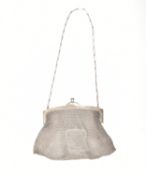 ANTIQUE SILVER WHITE METAL PURSE BAG