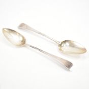 PAIR OF GEORGIAN ANTIQUE SILVER SERVING SPOONS
