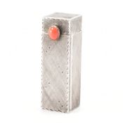 VINTAGE SILVER & CORAL LIPSTICK CASE