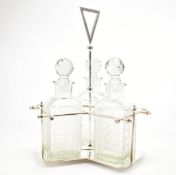 SILVER PLATED THREE BOTTLE TANTALUS