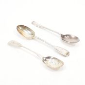 THREE SILVER HALLMARKED ANTIQUE SPOONS