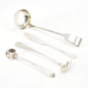 GROUP OF SILVER HALLMARKED SPOONS & KNIFE