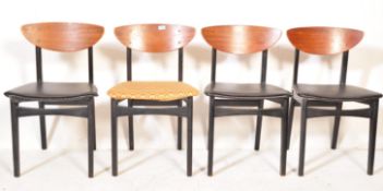 FOUR RETRO VINTAGE TEAK & VINYL SEATS DINING CHAIRS