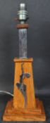 1930'S ART DECO CHROME AND OAK TABLE LAMP LIGHT
