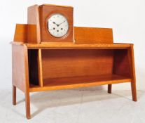 1950'S - MID CENTURY OAK BOOKCASE & CLOCK COMBINATION