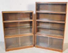 TWO RETRO MID 20TH CENTURY MINTY GLAZED TEAK BOOKCASES