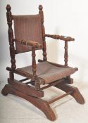 VICTORIAN 19TH CENTURY MAHOGANY BOSTON ROCKING CHAIR
